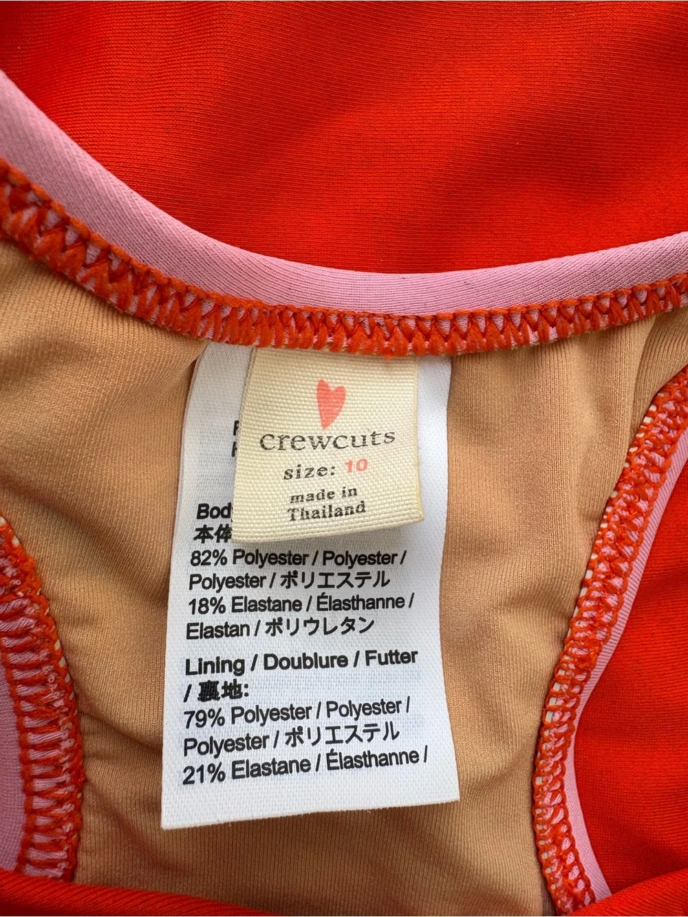 Crewcuts Orange and Pink Colorblock One-Piece Swimsuit